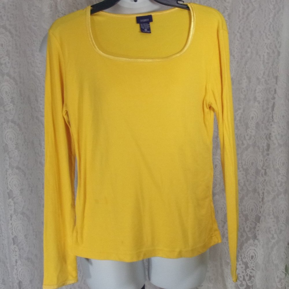 Resource Yellow Rib Knit Scoop Neck Top Blouse